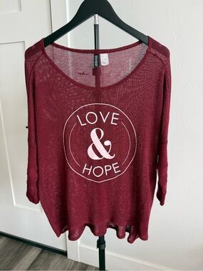 H&M Divided Open-Weave Wine Red Pullover
